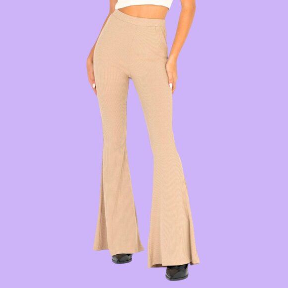 Princess Polly Pants - NEW PRINCESS POLLY Rita Roberts Knit Flare Pants Tan Size XS